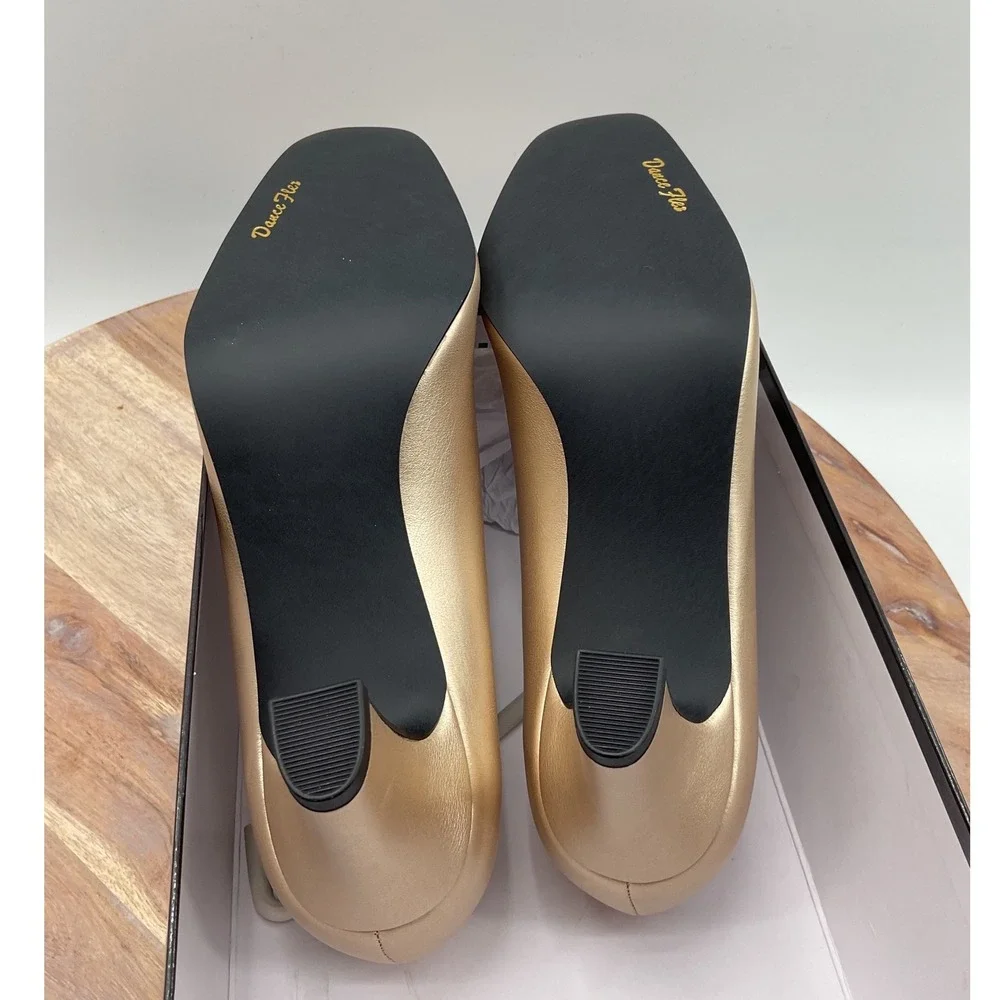 Easy Street Alive Womens Gold Square Toe Block Heel Pumps 31-2578 Size 6M
